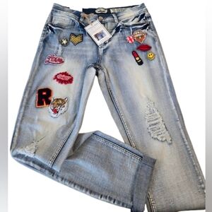 NWT Indigo Rein Jeans w Patch Details